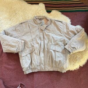Vintage 80s Levis Strauss Polyester Riveted Jacket Beige Mens XL tall